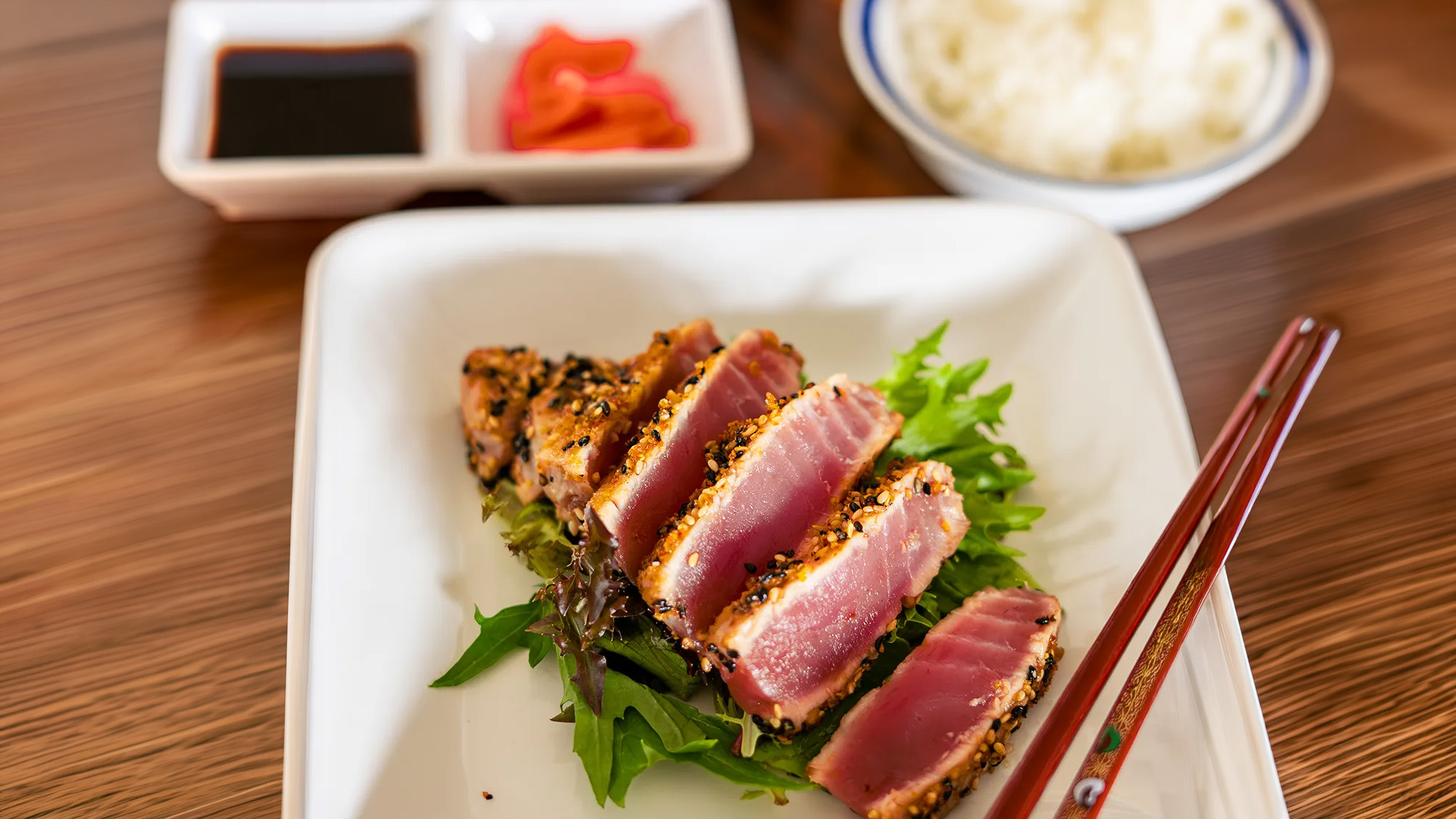 a fresh bold favorite yellowfin tuna seaweed salad at the coachmens